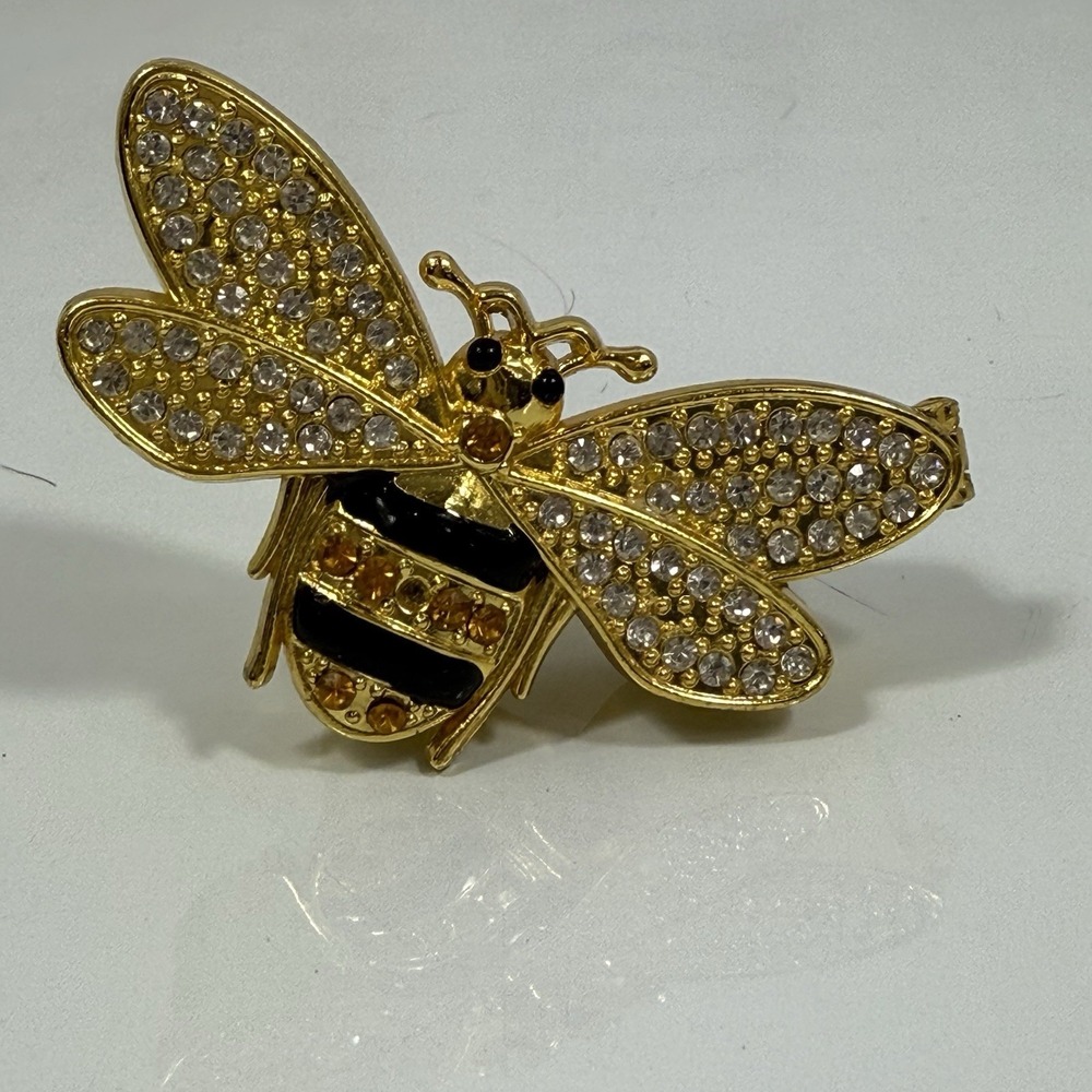 Bee Jeweled Gold Tone Trinket‎ Box Rhinestones